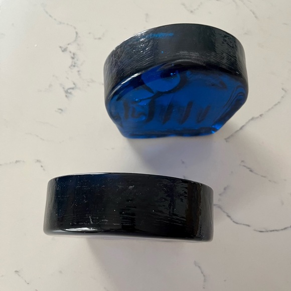 2  Vintage Blenko Glass Cobalt Blue Elephant Bookends by Joel Myers 1960's HEAVY - Picture 8 of 10